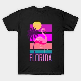 Florida Synthwave Inspired Flamingo Design T-Shirt